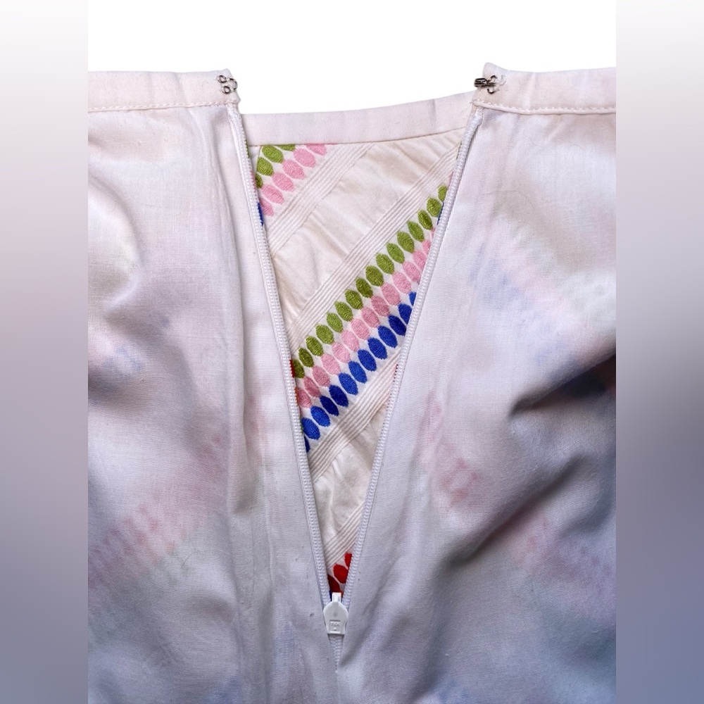 Talbots Petite Rainbow Chevron Embroidered A-Line Skirt | Eclectic Boho Retro - Picture 8 of 13